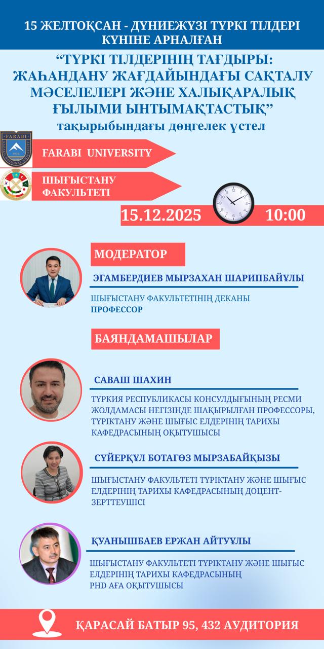 Түркі тілдерінің тағдыры: жаһандану жағдайындағы сақталу мәселелері және халықаралық ғылыми ынтымақтастық